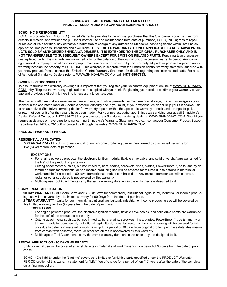 Shindaiwa Articulated Hedge AH242 User Manual | Page 24 / 28