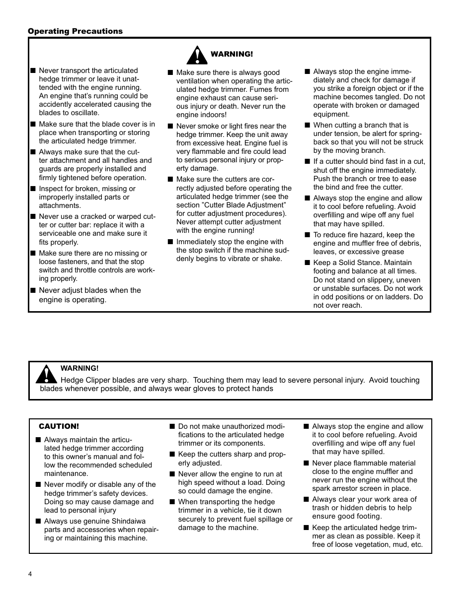 Shindaiwa Articulated Hedge AH242 User Manual | Page 4 / 28
