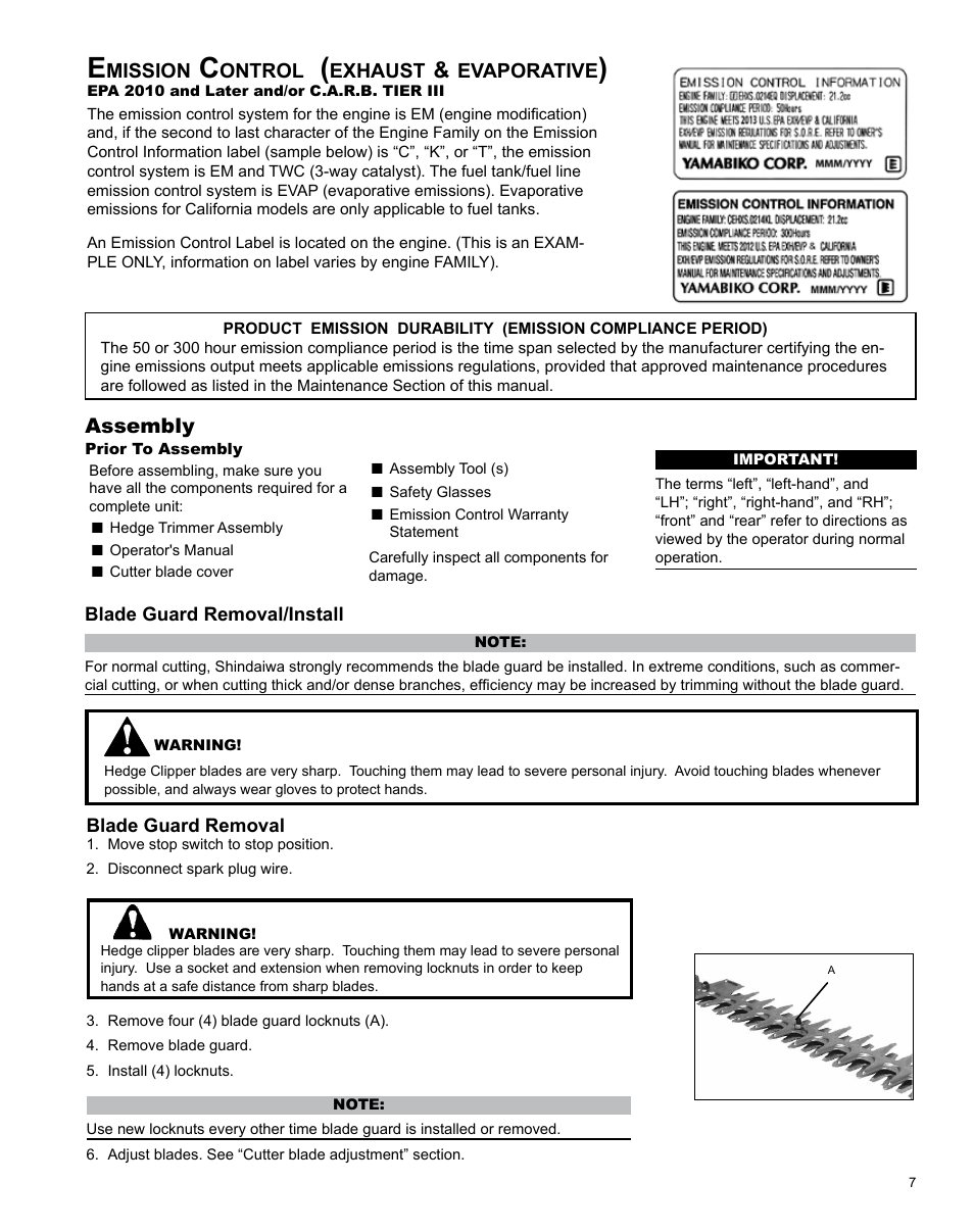 Shindaiwa Articulated Hedge AH242 User Manual | Page 7 / 28