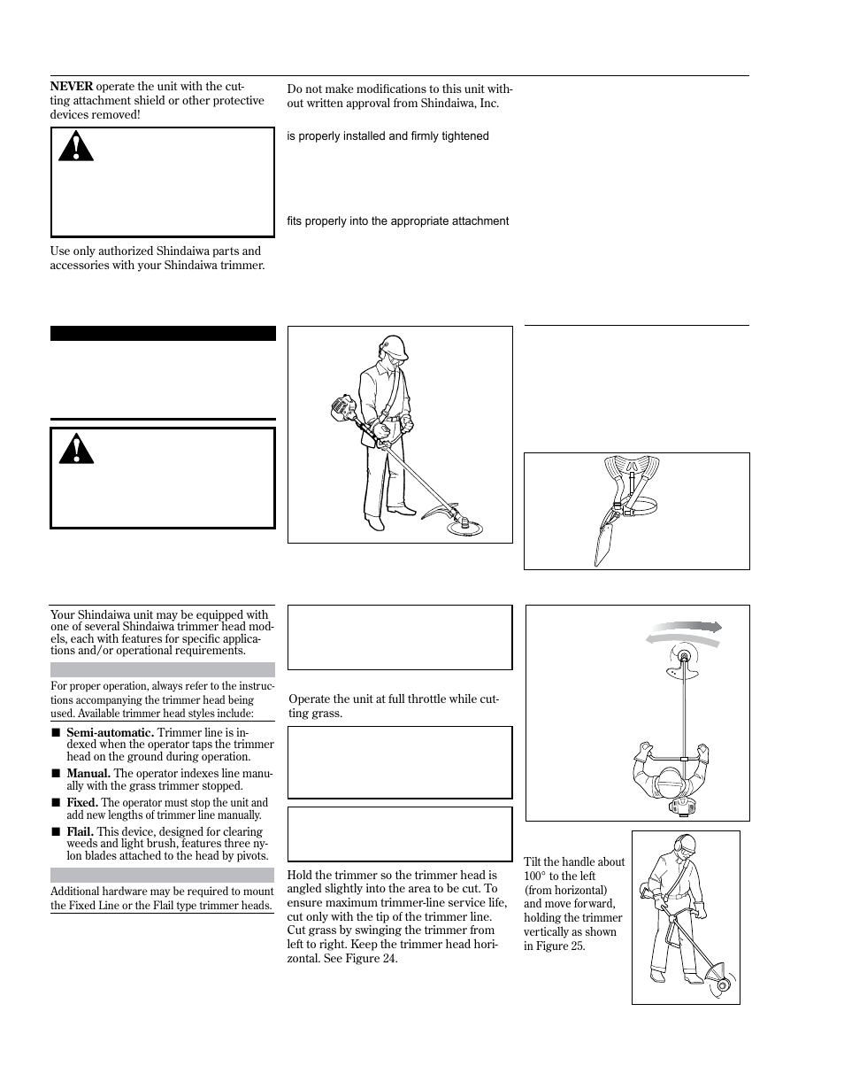 Cutting grass—units equipped with a trimmer head, Checking unit condition shoulder strap c3410 | Shindaiwa 81714 User Manual | Page 12 / 48