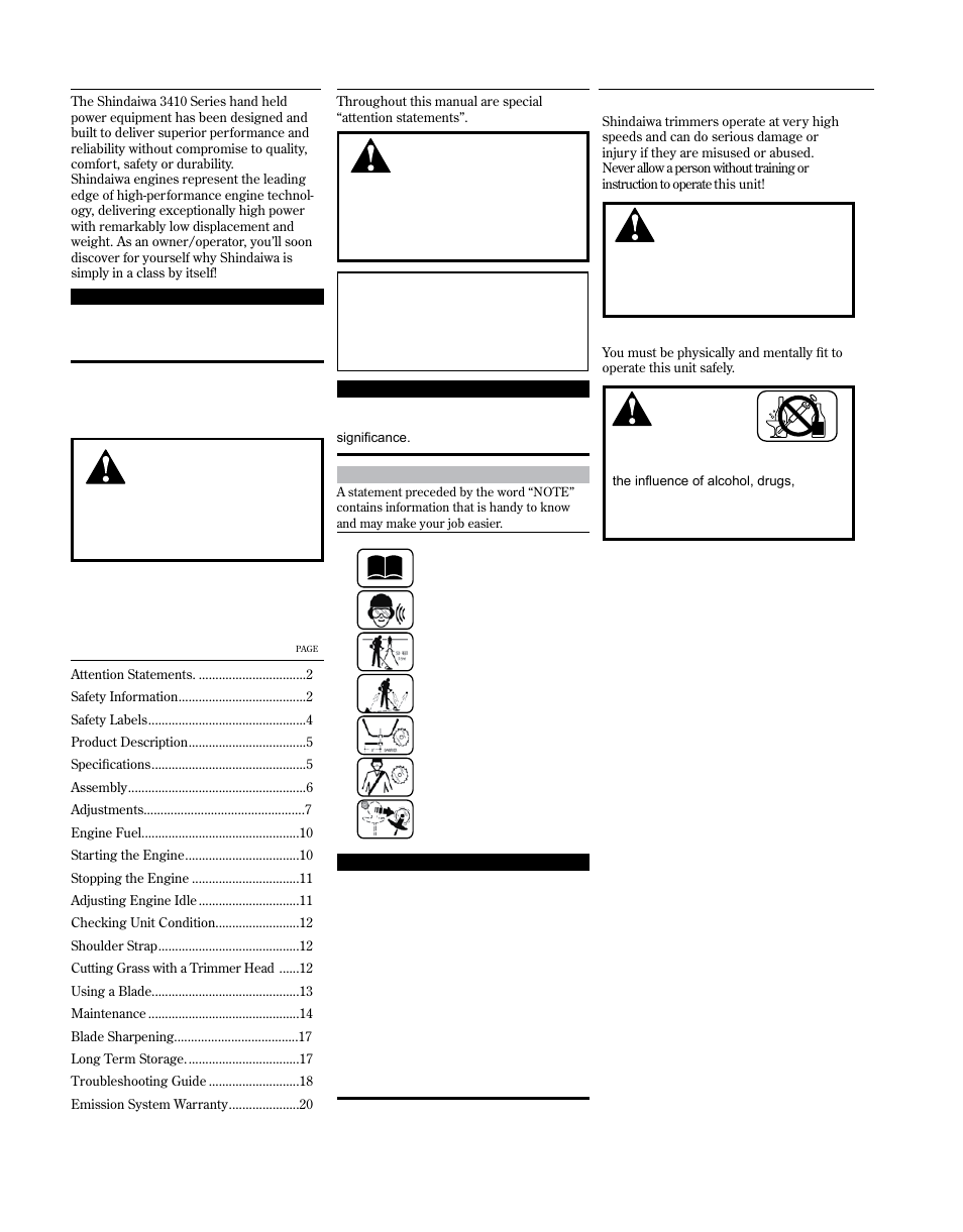 Shindaiwa 81714 User Manual | Page 2 / 48