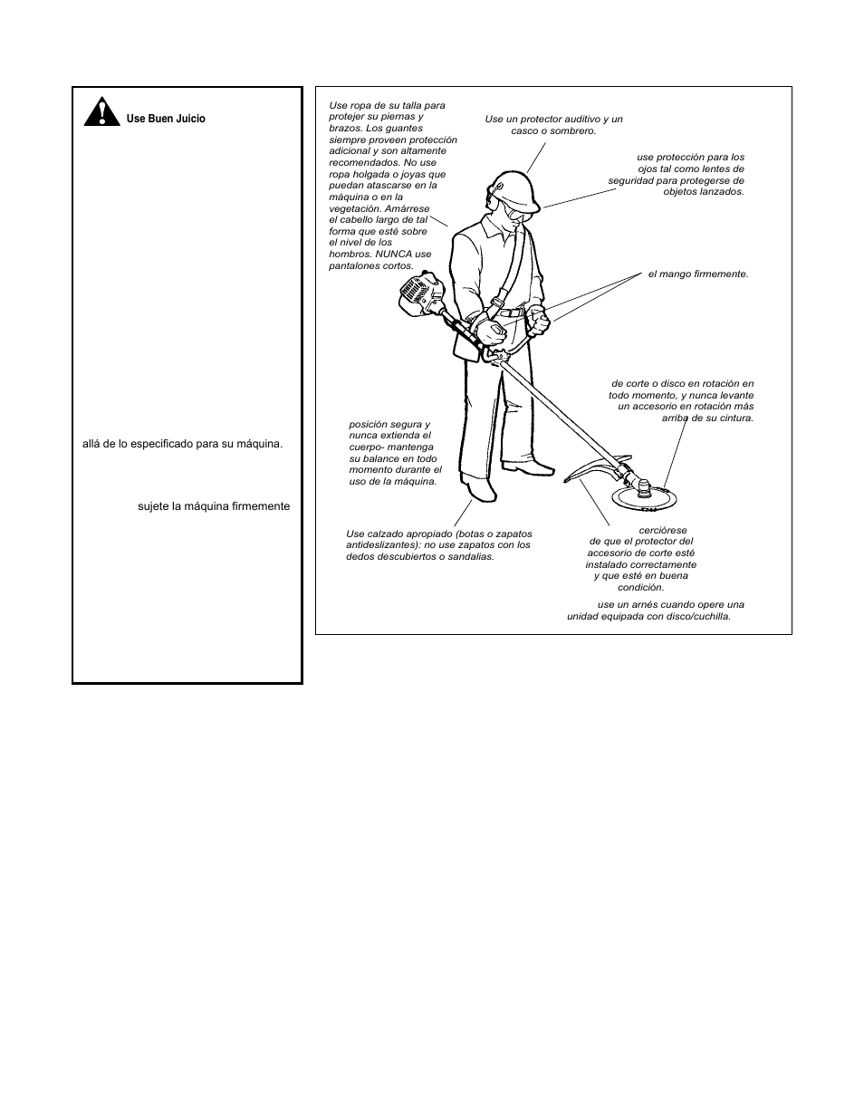 Safety, El operario debidamente equipado, Instrucciones de seguridad | Shindaiwa 81714 User Manual | Page 27 / 48