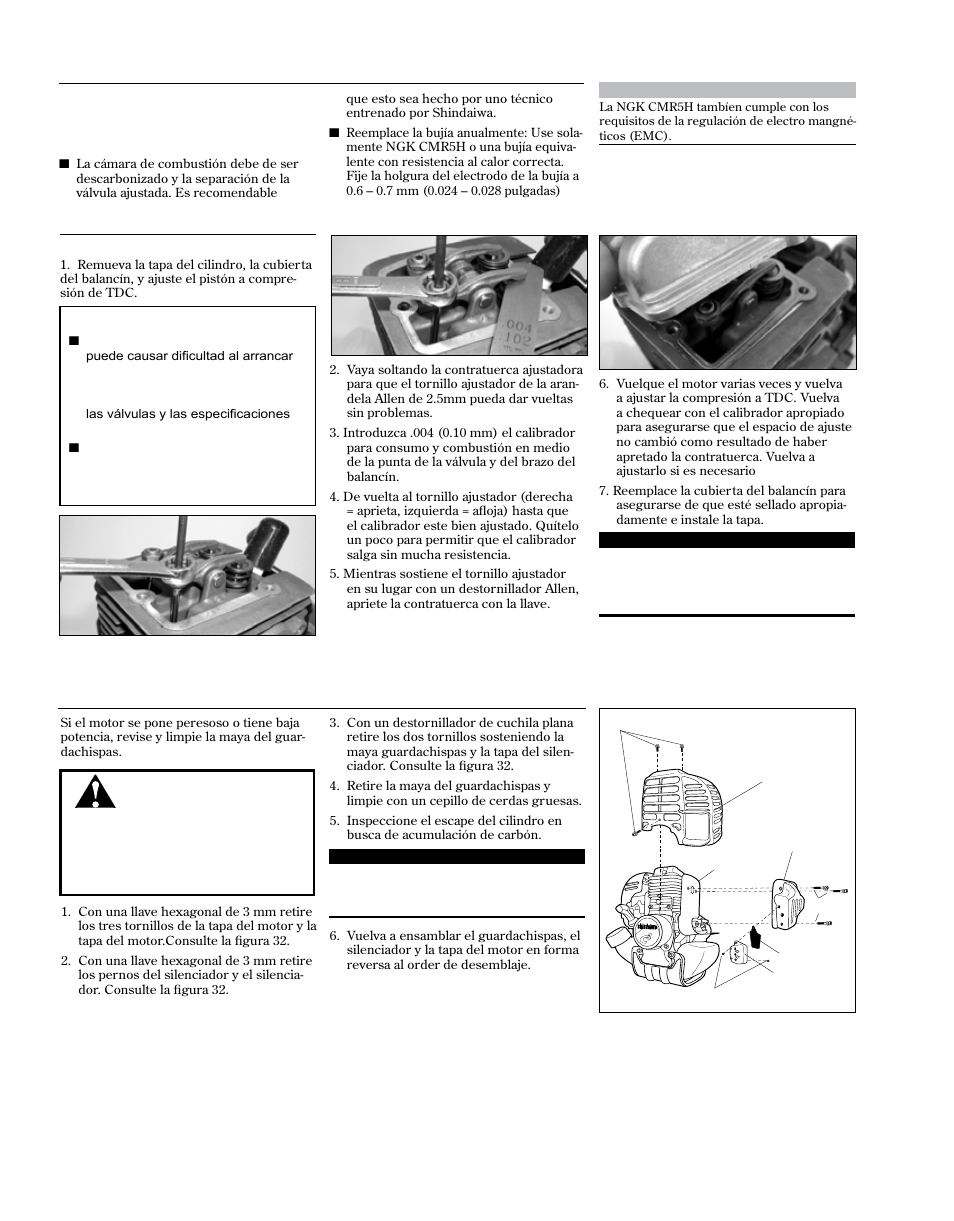 Mantenimiento de la maya guardachispas | Shindaiwa 81714 User Manual | Page 40 / 48