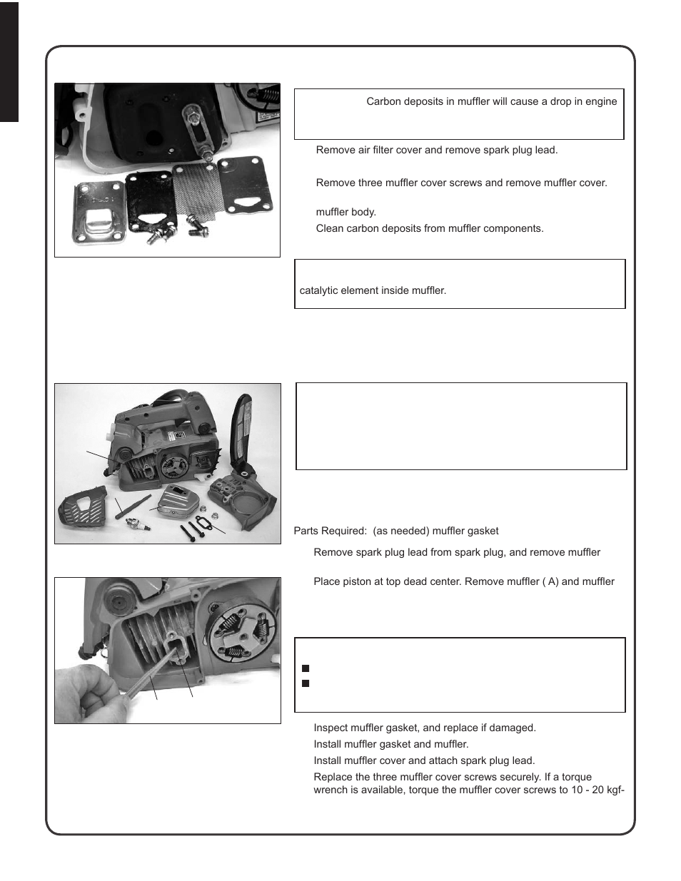 Muffler spark arrester cylinder exhaust port | Shindaiwa 82085 User Manual | Page 22 / 90