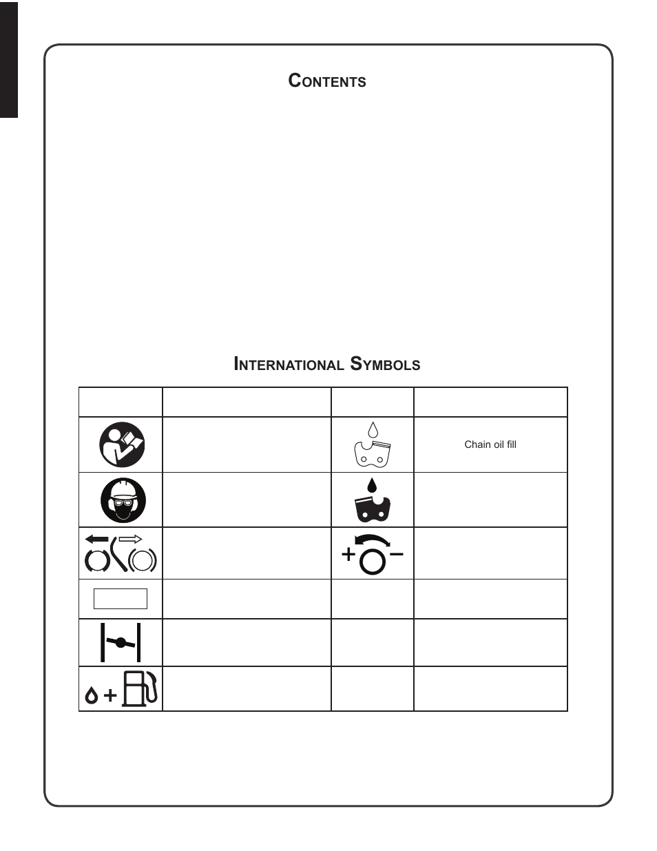 International symbols | Shindaiwa 82085 User Manual | Page 4 / 90