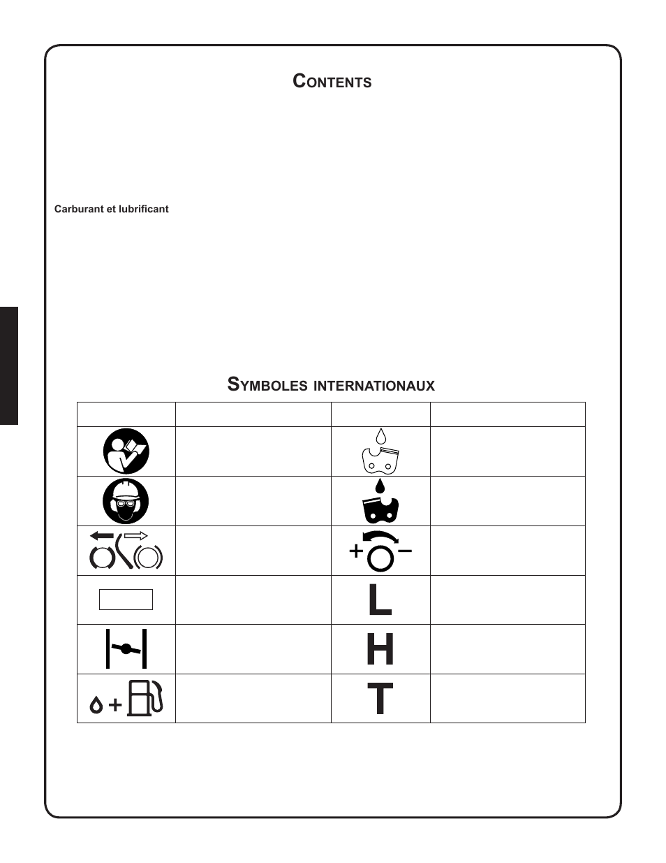 Symboles internationaux | Shindaiwa 82085 User Manual | Page 64 / 90