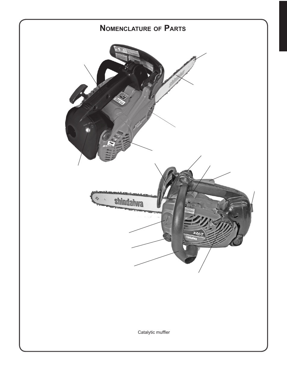 Nomenclature of parts, 326t, Omenclature | Arts | Shindaiwa 82085 User Manual | Page 7 / 90