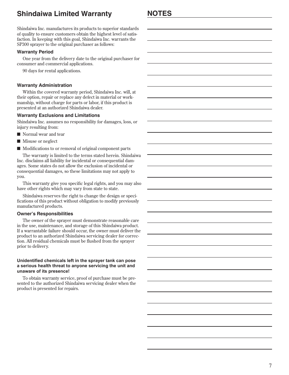 Shindaiwa SP300 User Manual | Page 7 / 12