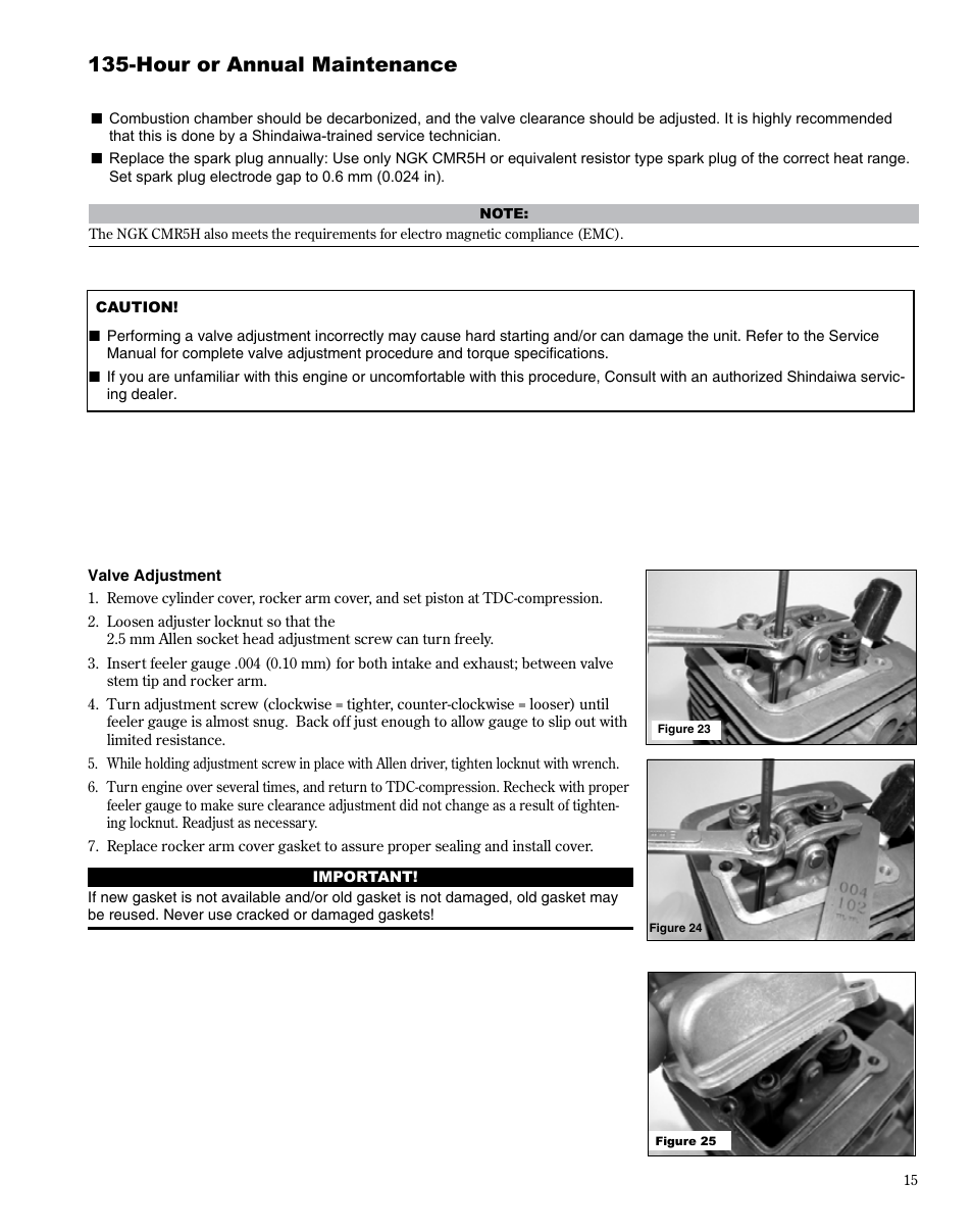 Hour or annual maintenance | Shindaiwa HT254EF User Manual | Page 15 / 28