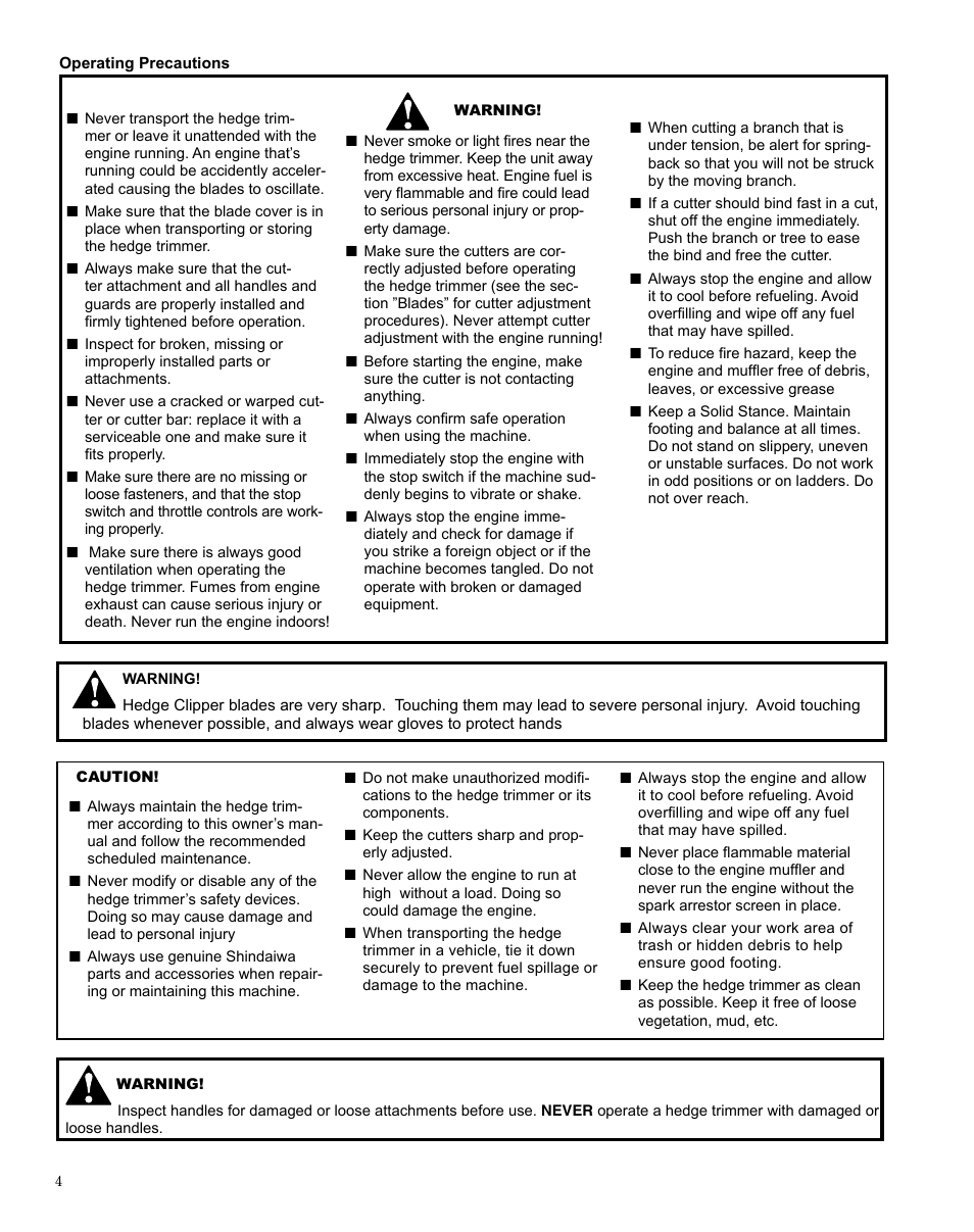 Shindaiwa HT254EF User Manual | Page 4 / 28