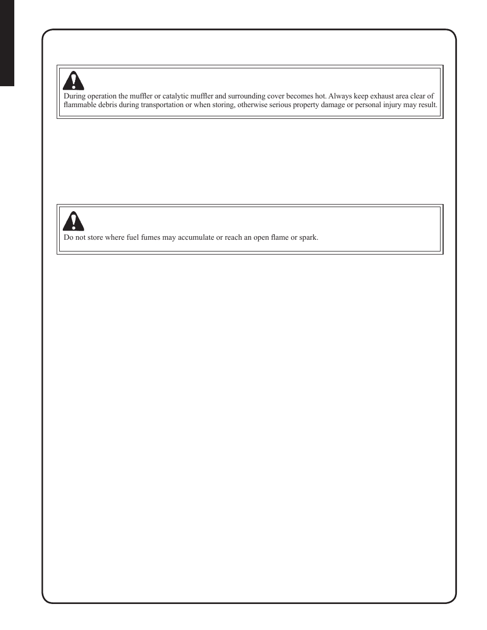 Warning, Long term storage (over 30 days), Torage | Shindaiwa EB212 User Manual | Page 20 / 72