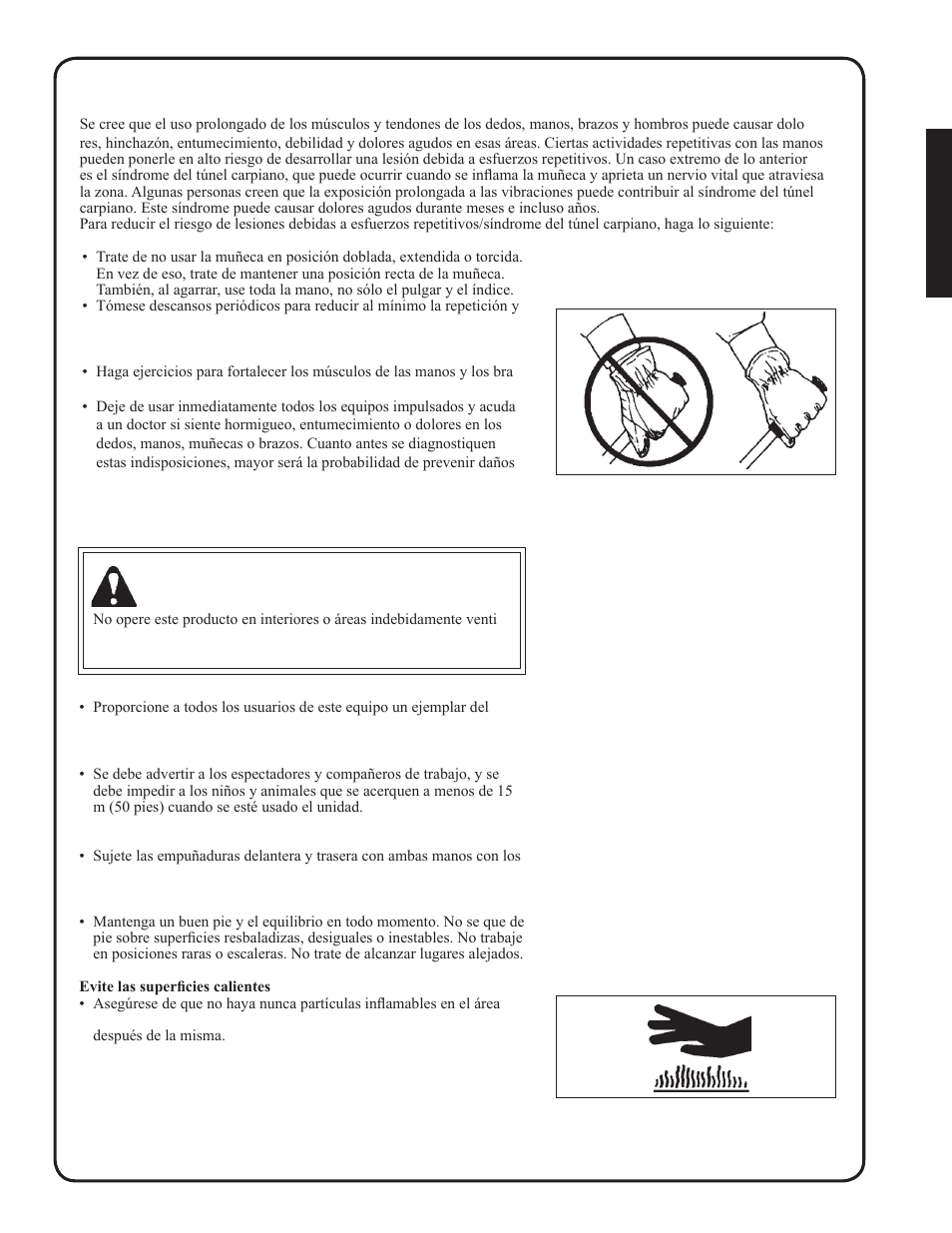 Lesiones debidas a esfuerzos repetitivos, Peligro | Shindaiwa EB212 User Manual | Page 29 / 72