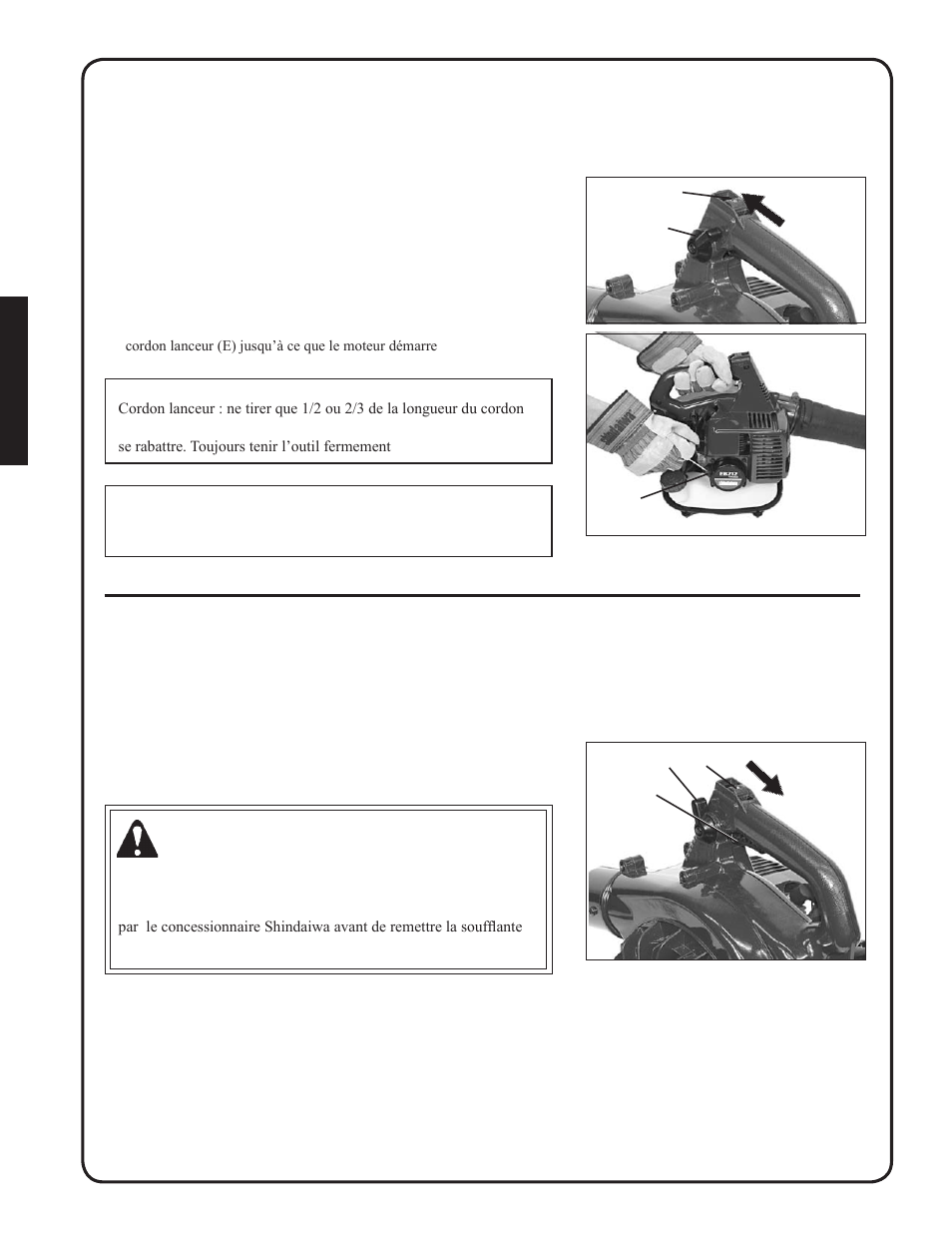 Avertissement | Shindaiwa EB212 User Manual | Page 60 / 72