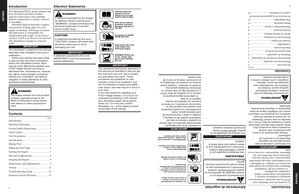 Shindaiwa 80775 User Manual | Page 2 / 16
