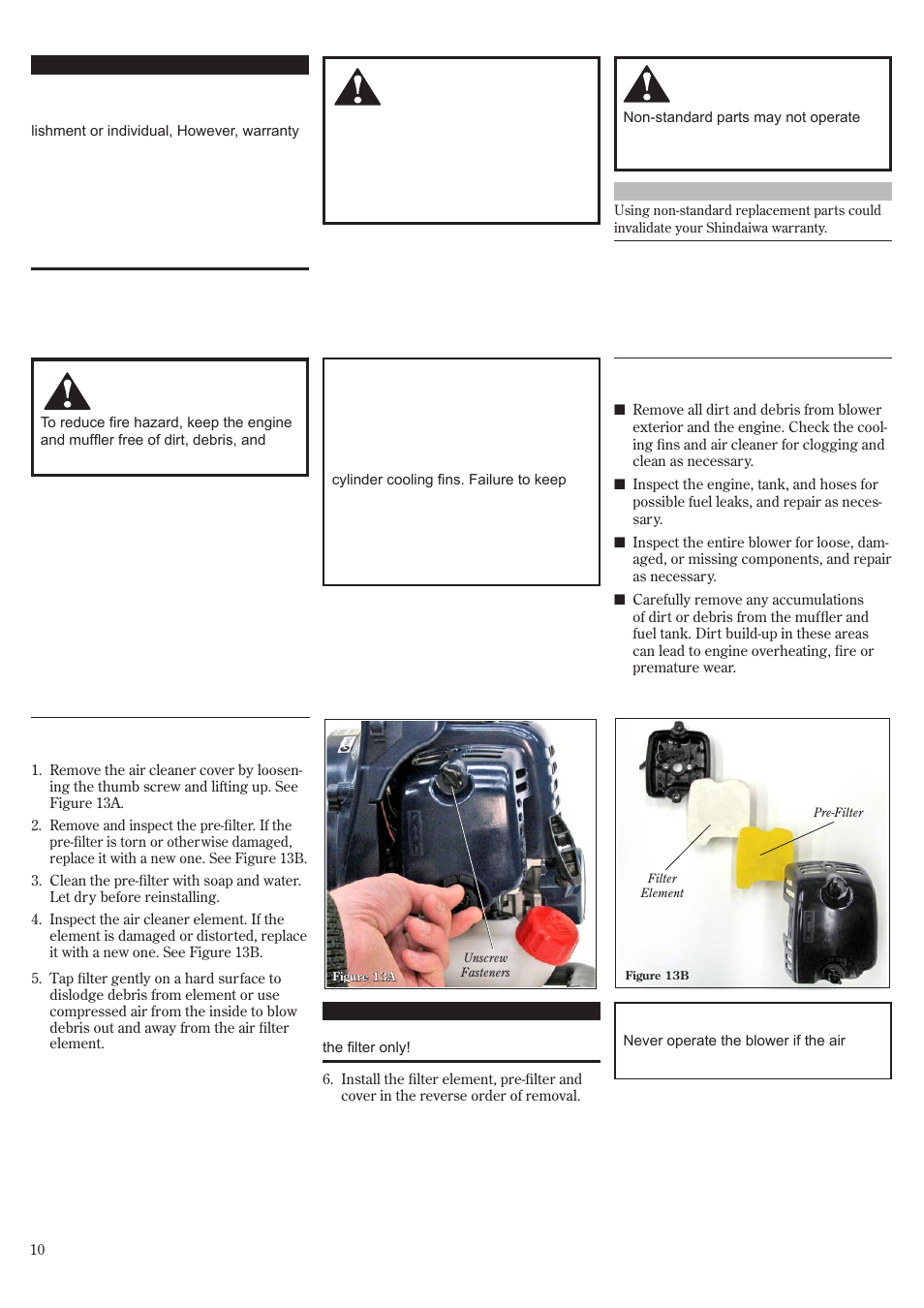 Maintenance daily maintenance, Every 10 hours | Shindaiwa 68907-94311 User Manual | Page 10 / 56