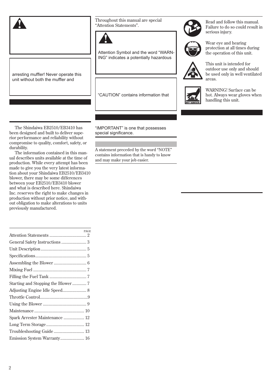 Shindaiwa 68907-94311 User Manual | Page 2 / 56