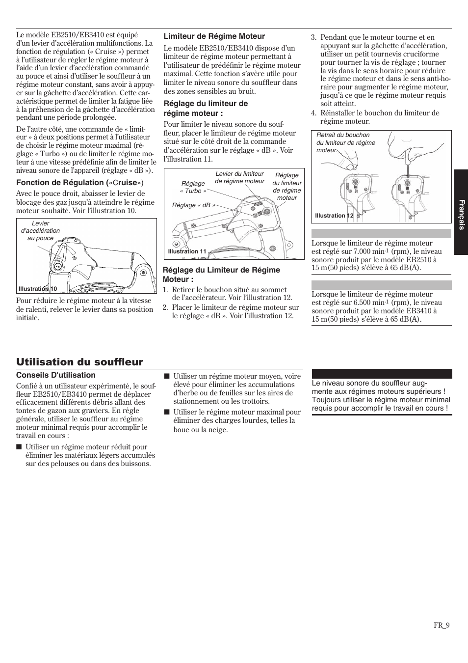 Utilisation du souffleur, Commande d’accélération | Shindaiwa 68907-94311 User Manual | Page 45 / 56