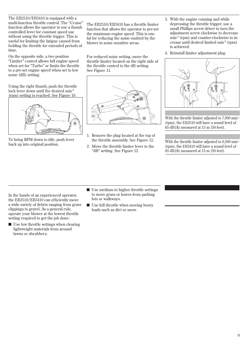 Using the blower, Throttle control | Shindaiwa 68907-94311 User Manual | Page 9 / 56