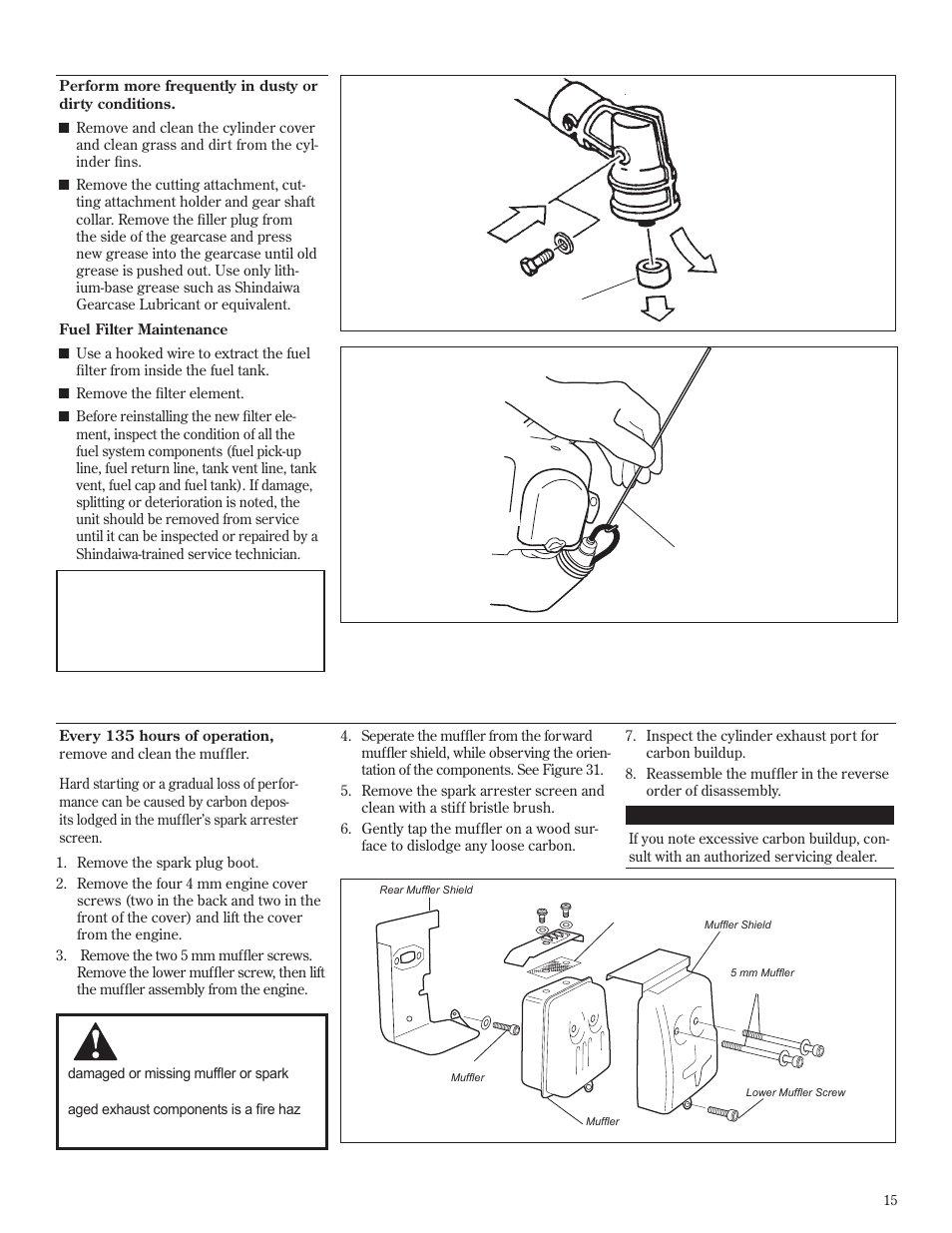 Maintenance (continued) | Shindaiwa T272X User Manual | Page 15 / 40