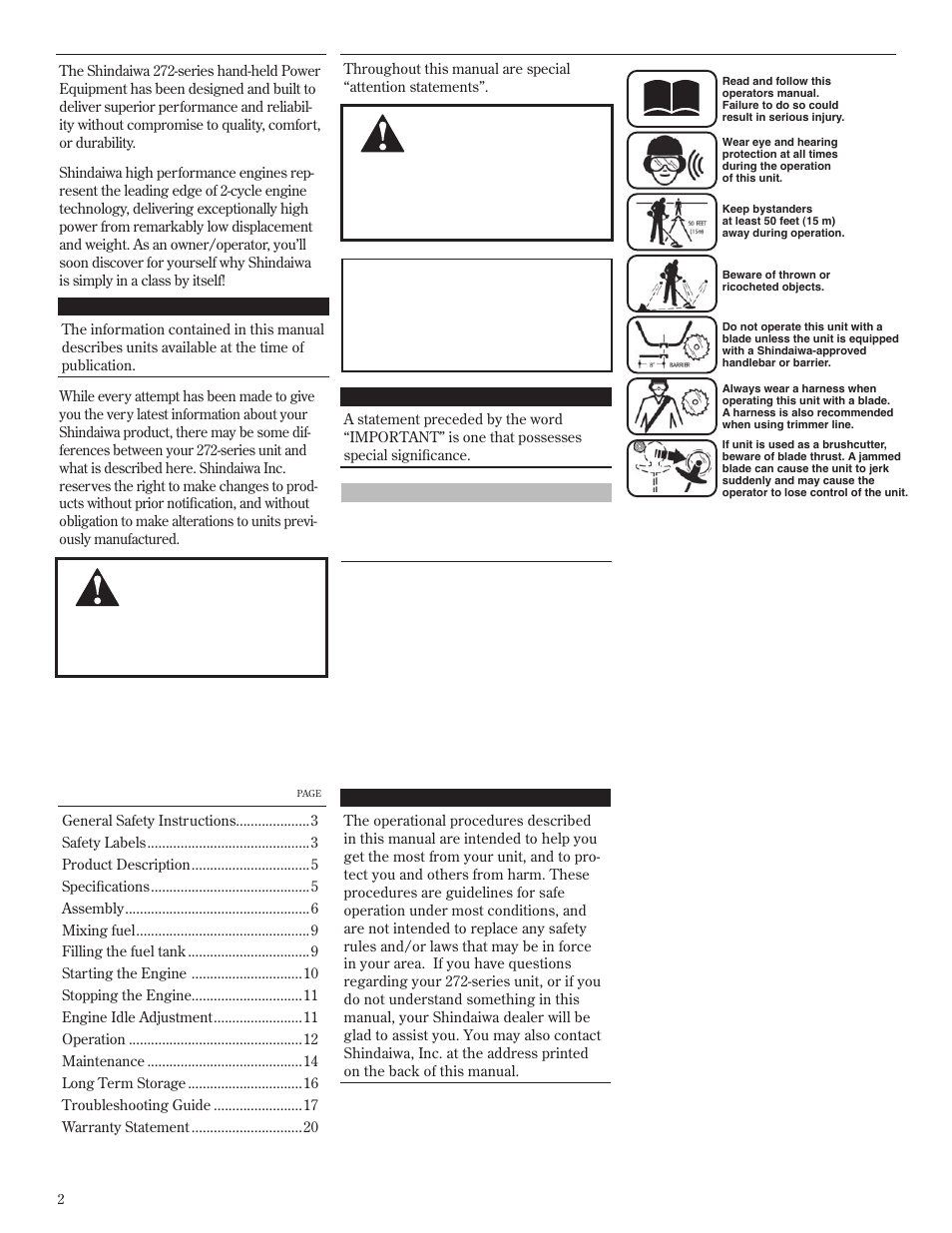 Shindaiwa T272X User Manual | Page 2 / 40