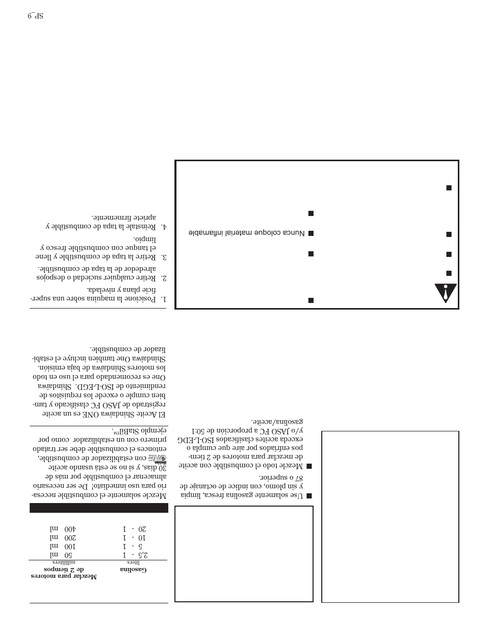 Mezcla de combustible, Llenando el tanque de combustible | Shindaiwa T272X User Manual | Page 32 / 40