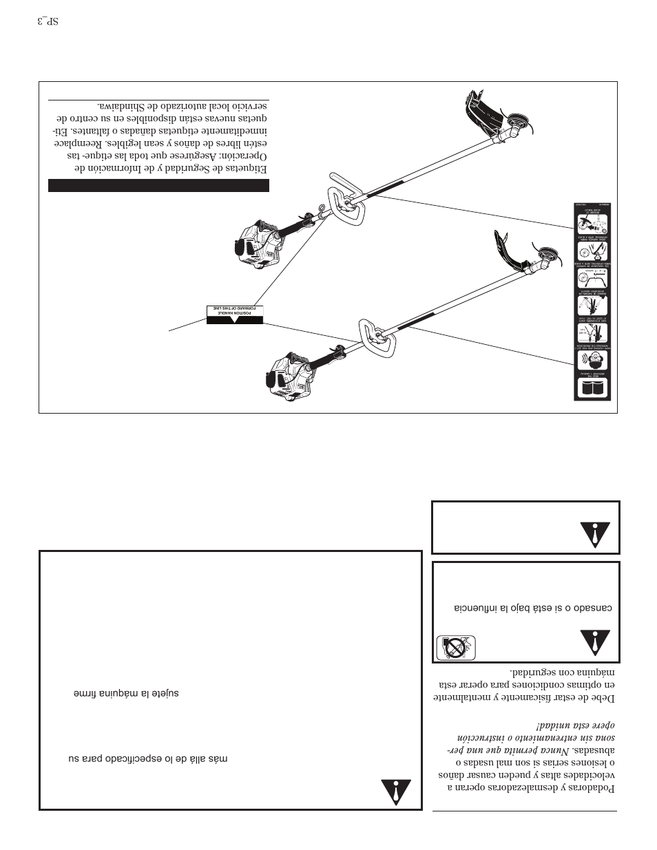 Instrucciones gener ales de seguridad, Etiquetas de seguridad | Shindaiwa T272X User Manual | Page 38 / 40