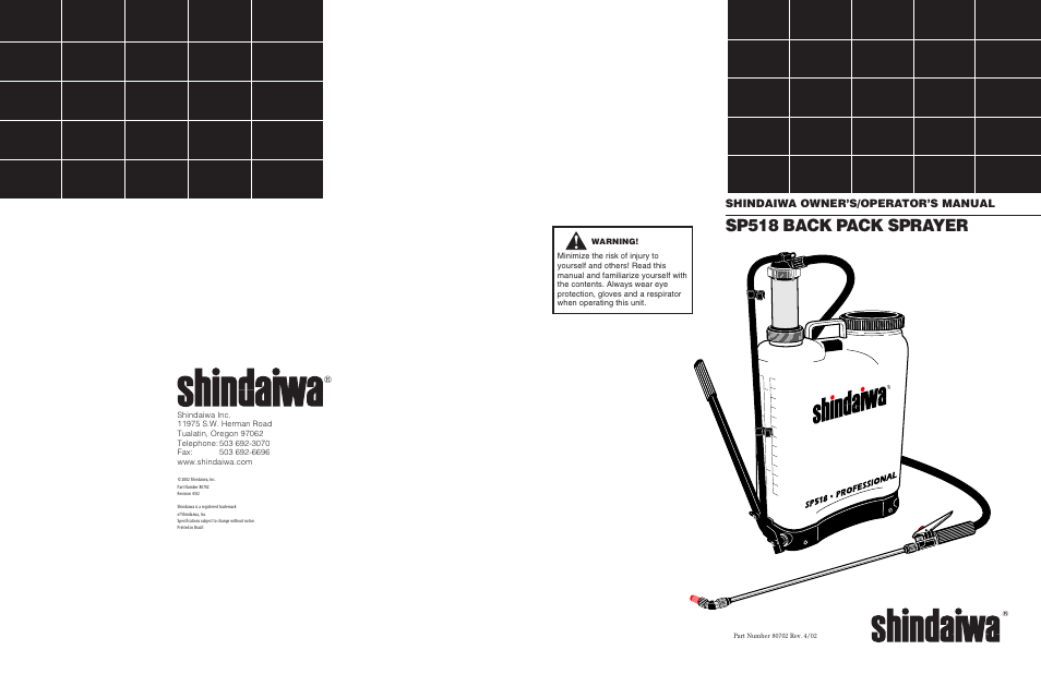 Shindaiwa 80702 User Manual | 6 pages