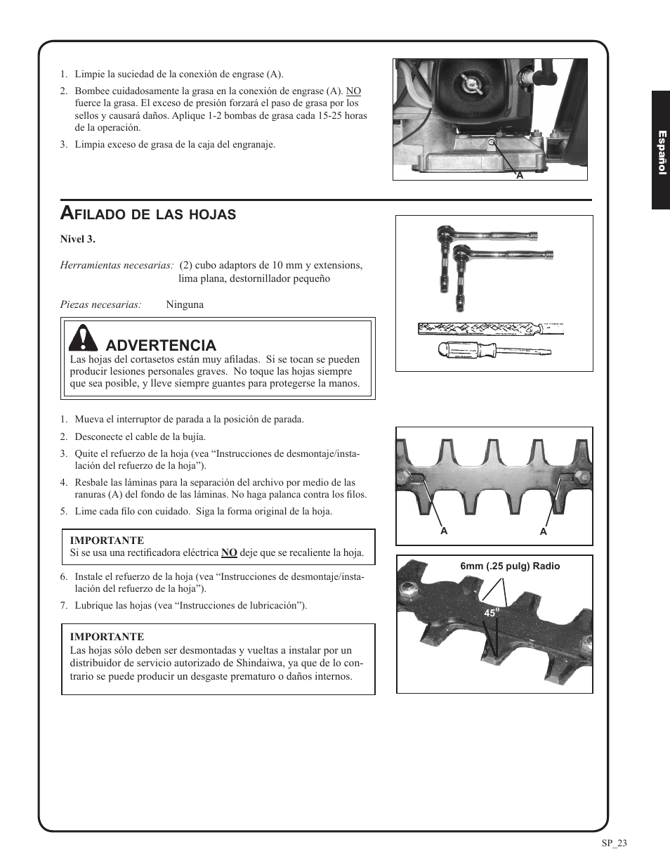 Advertencia | Shindaiwa DH212 User Manual | Page 55 / 96