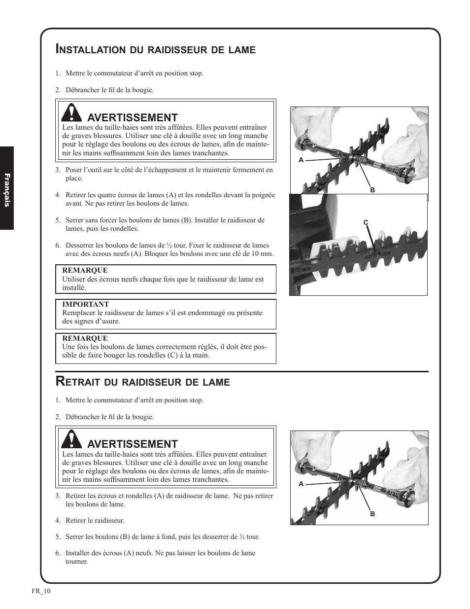 Avertissement | Shindaiwa DH212 User Manual | Page 74 / 96