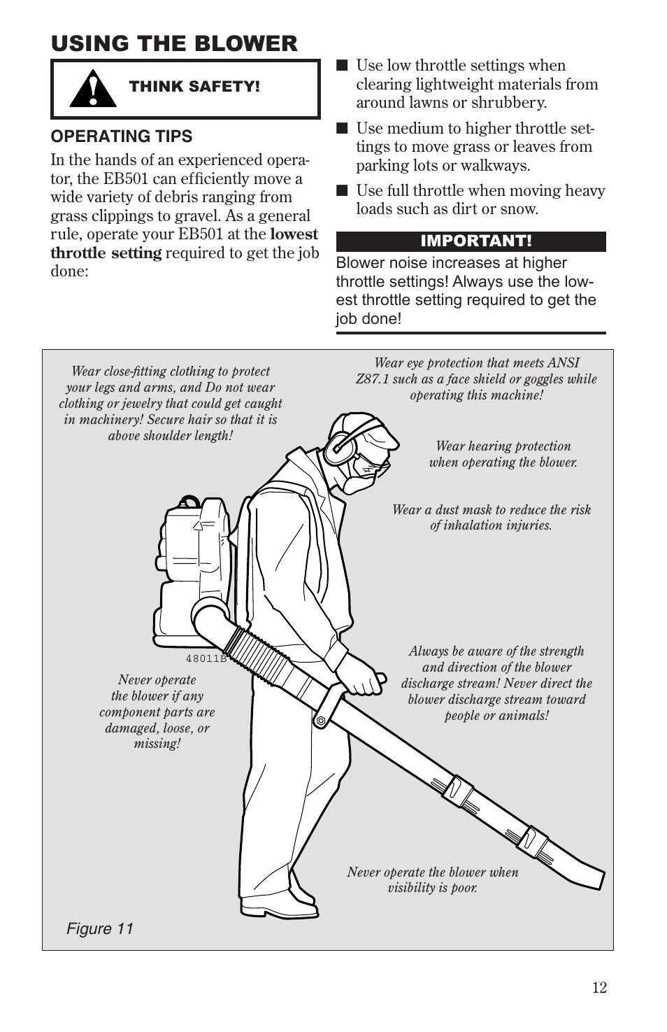 Using the blower | Shindaiwa 68232-94011 User Manual | Page 13 / 24