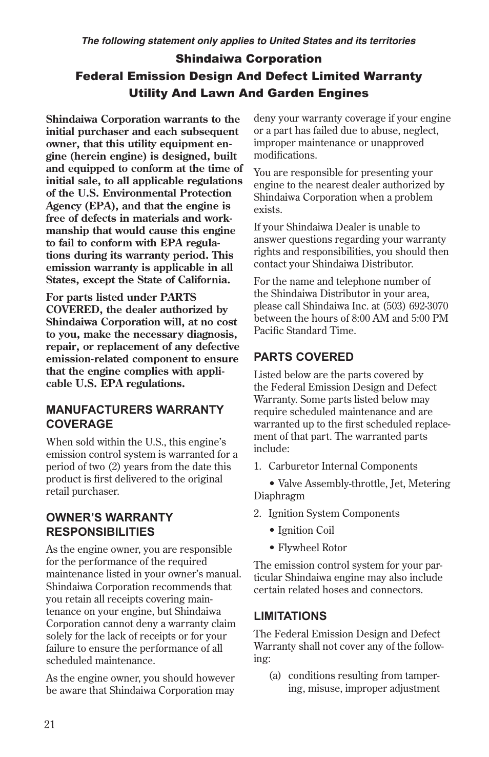 Shindaiwa 68232-94011 User Manual | Page 22 / 24