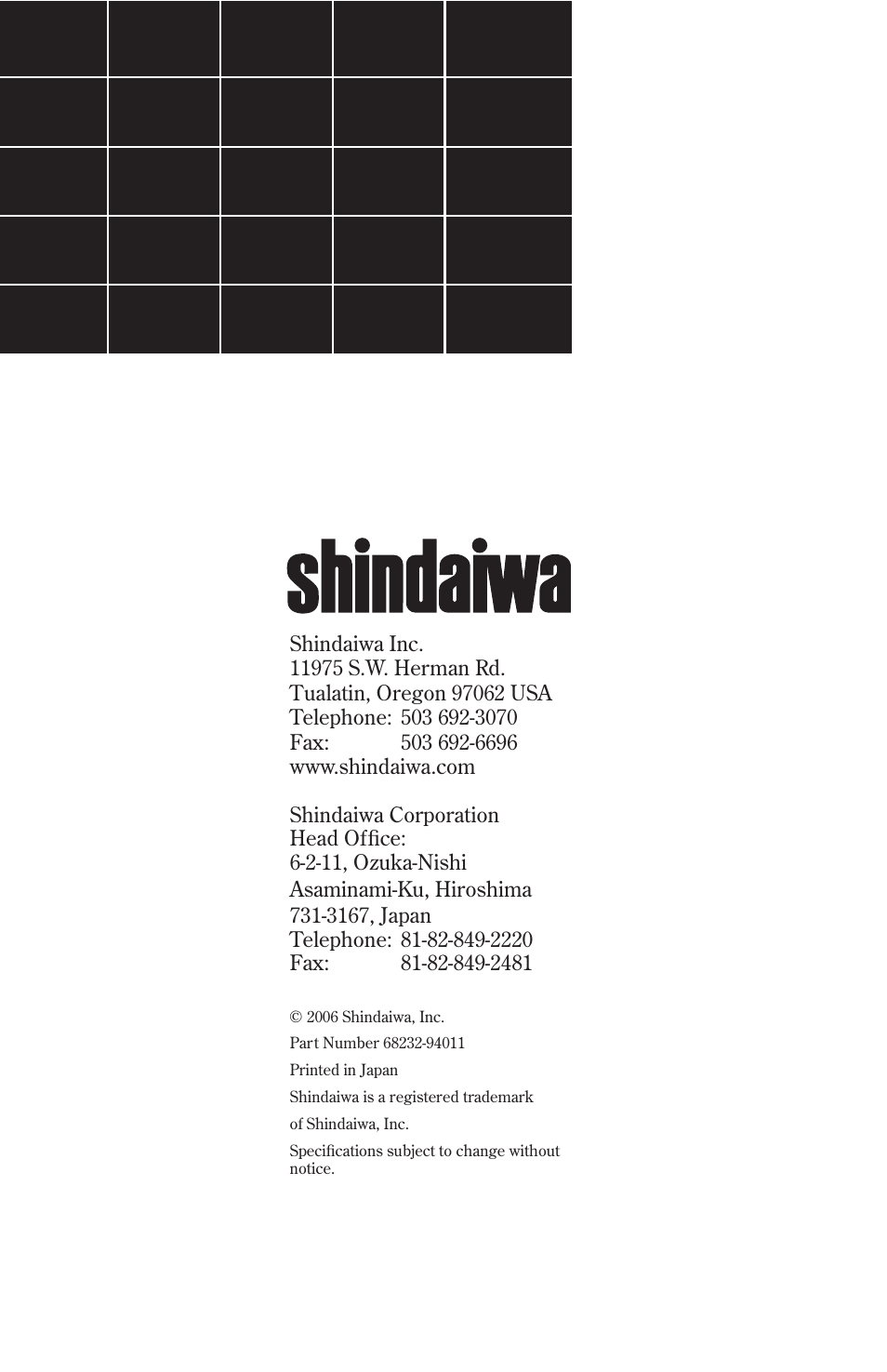 Shindaiwa 68232-94011 User Manual | Page 24 / 24