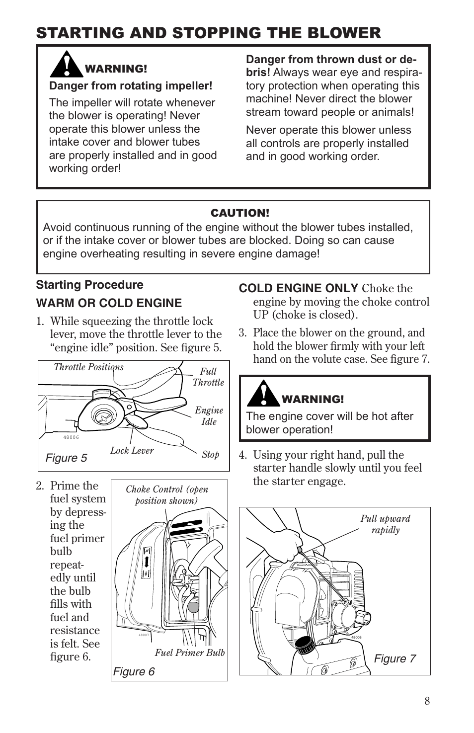 Starting and stopping the blower | Shindaiwa 68232-94011 User Manual | Page 9 / 24