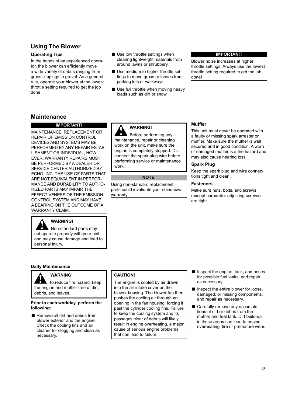 Shindaiwa EB802 User Manual | Page 13 / 24