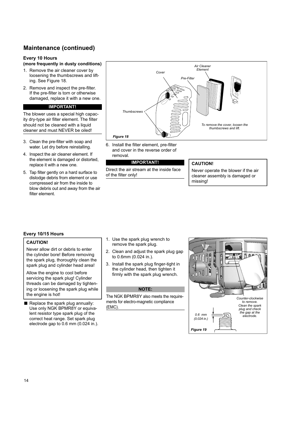 Maintenance (continued) | Shindaiwa EB802 User Manual | Page 14 / 24