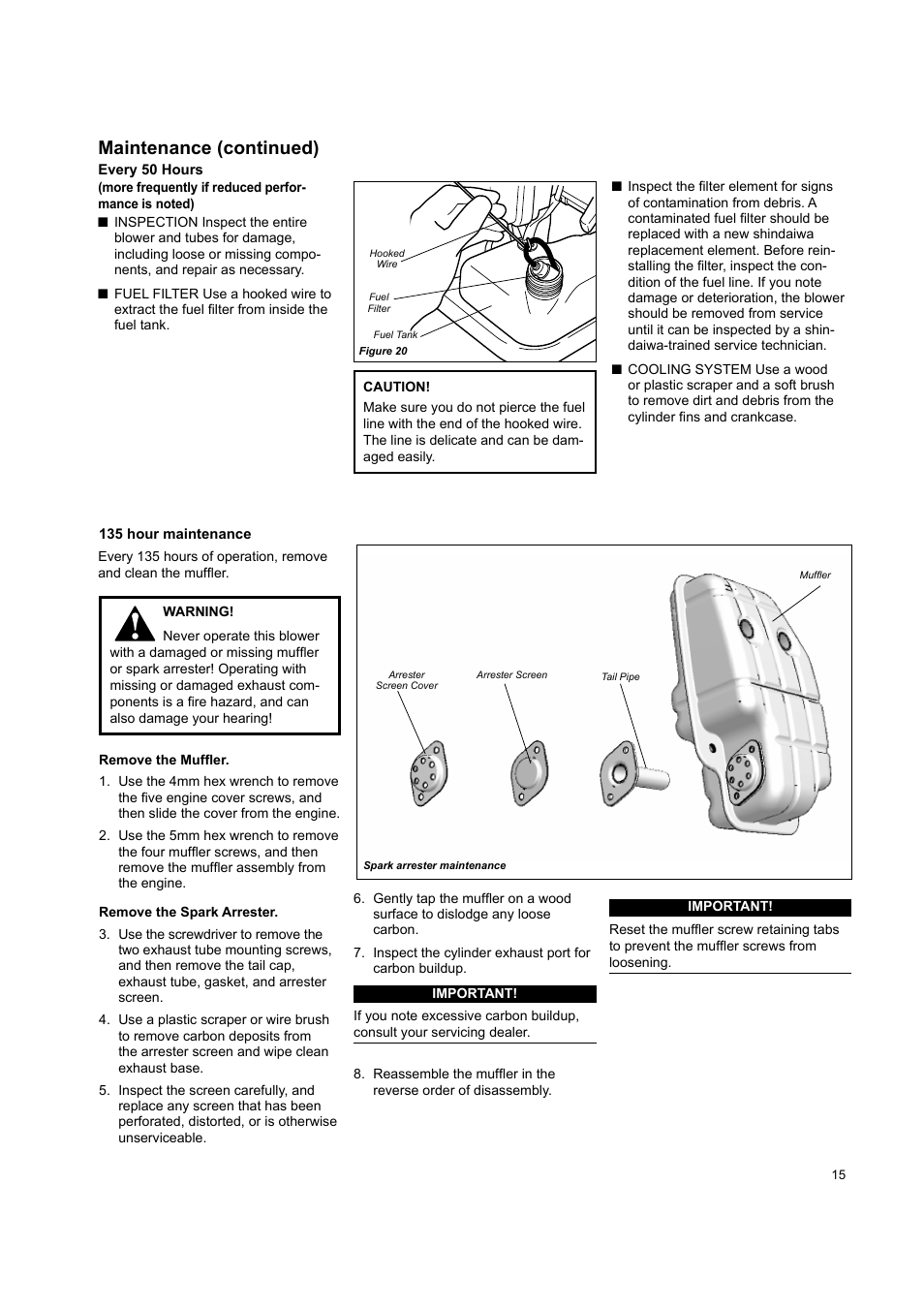 Maintenance (continued) | Shindaiwa EB802 User Manual | Page 15 / 24