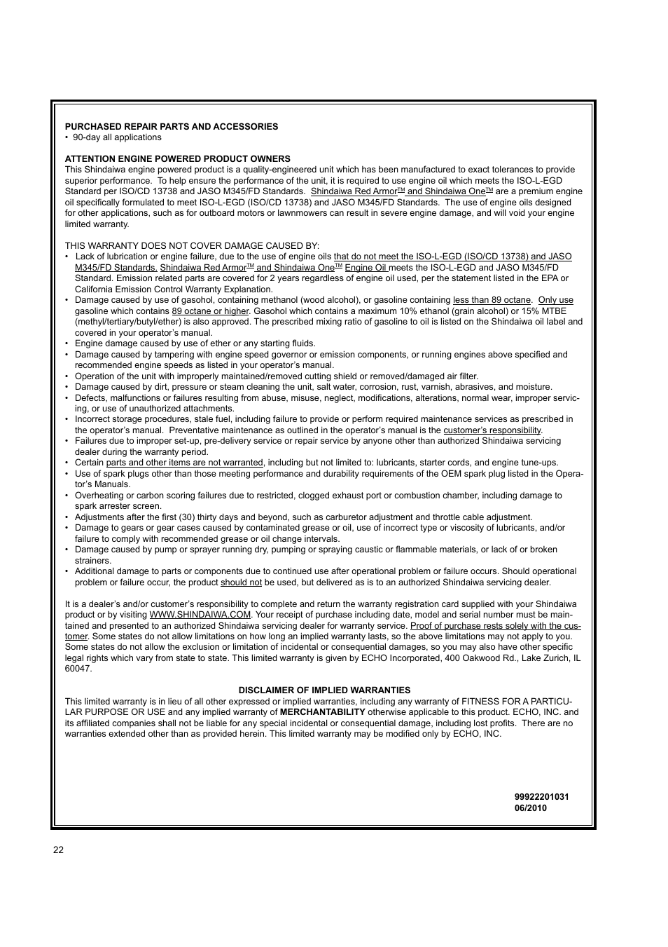 Shindaiwa EB802 User Manual | Page 22 / 24