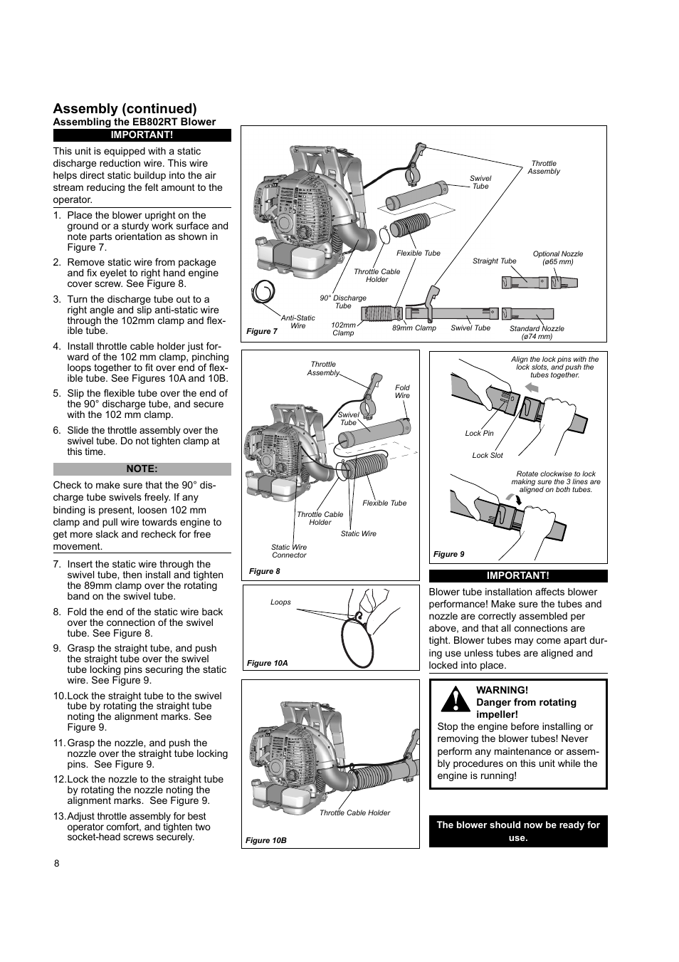 Assembly (continued) | Shindaiwa EB802 User Manual | Page 8 / 24