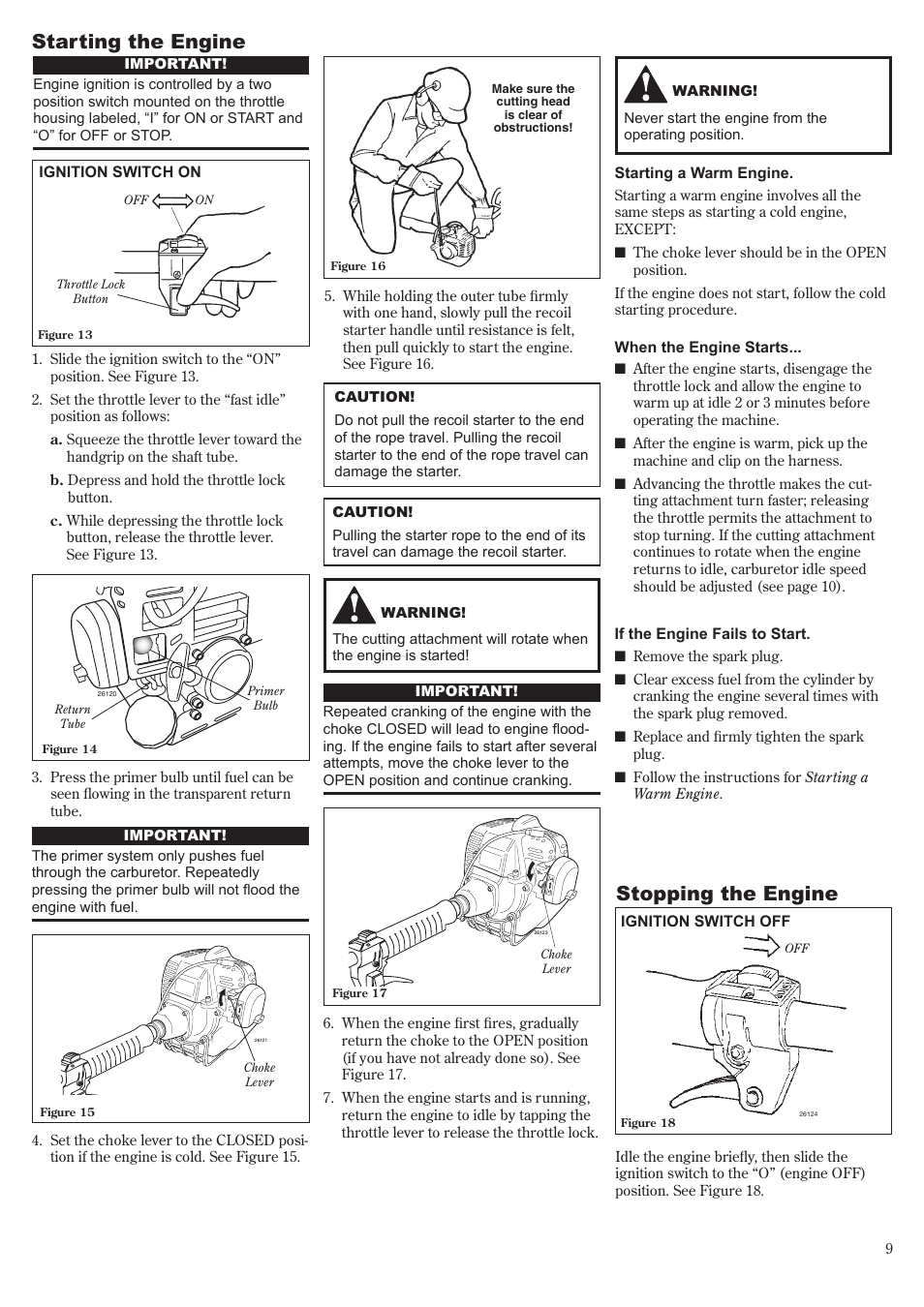 Starting the engine, Stopping the engine | Shindaiwa LE261 User Manual | Page 9 / 20