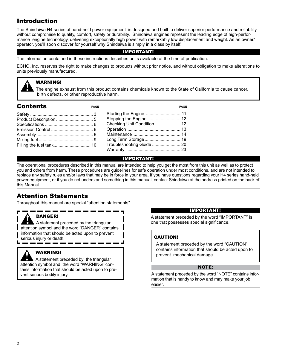 Shindaiwa X7502831200 User Manual | Page 2 / 28