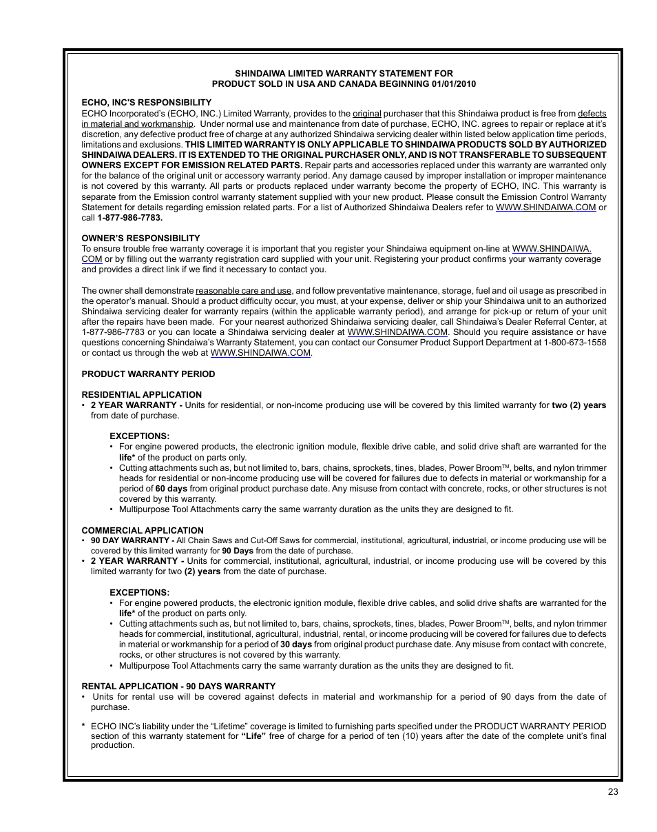 Shindaiwa X7502831200 User Manual | Page 23 / 28