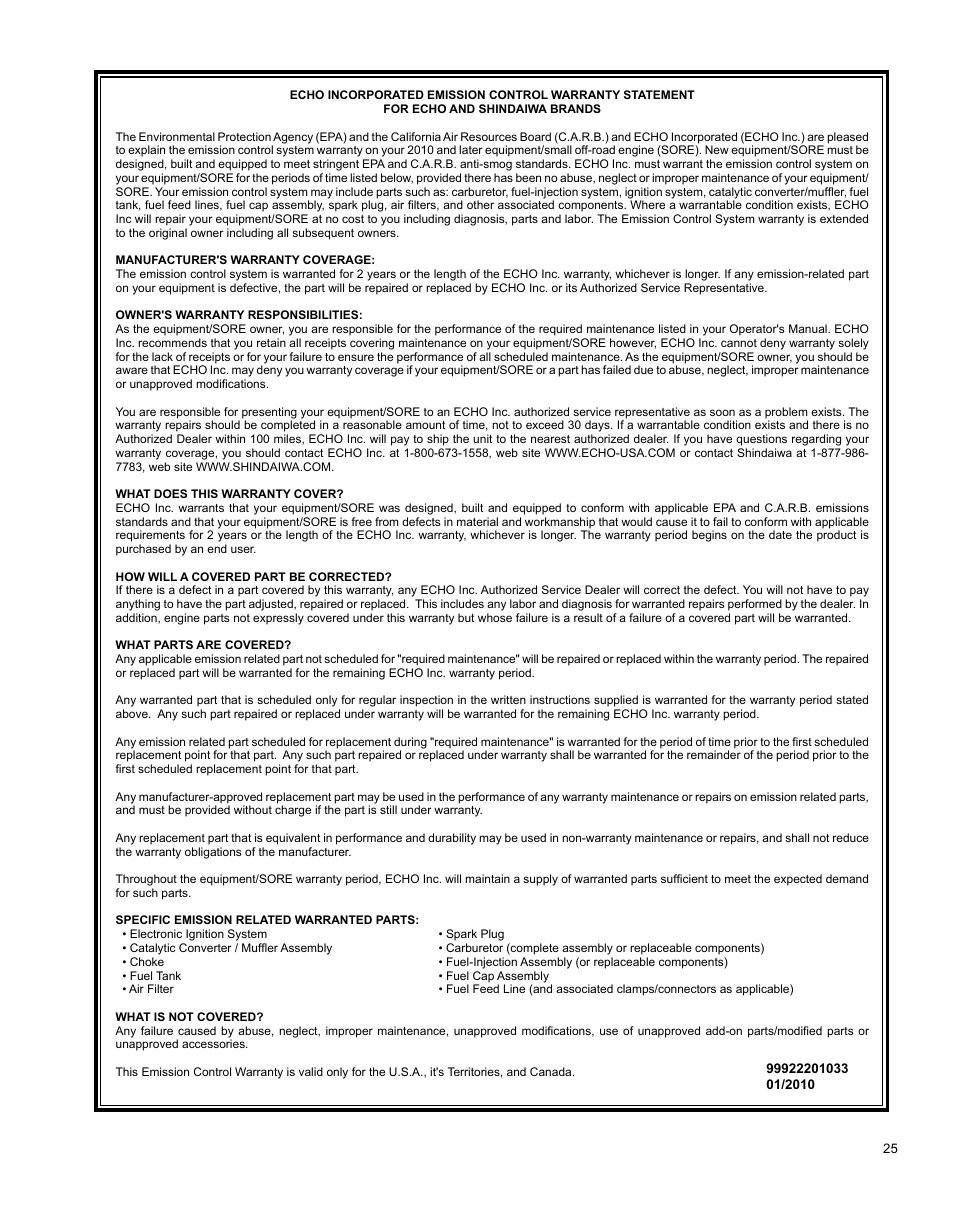 Shindaiwa X7502831200 User Manual | Page 25 / 28