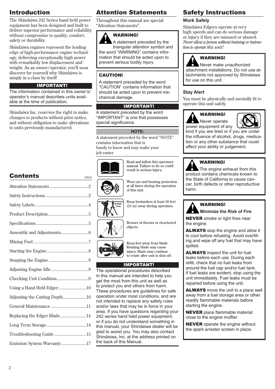 Shindaiwa LE242 User Manual | Page 2 / 36