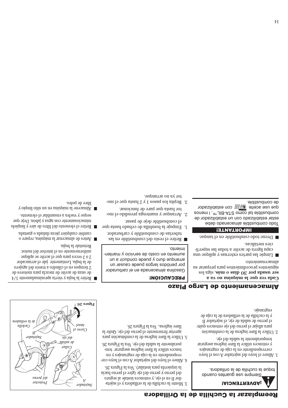 Reemplazar la cuc hilla de la orilladora, Almacenamiento de largo plaz o | Shindaiwa LE242 User Manual | Page 23 / 36