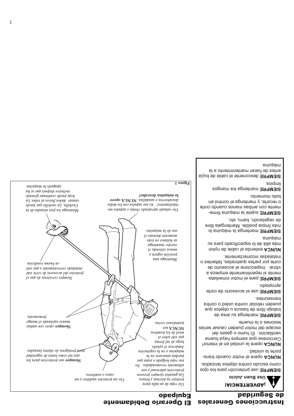 El operario de bidamente equipado, Instrucciones gener ales de seguridad | Shindaiwa LE242 User Manual | Page 34 / 36