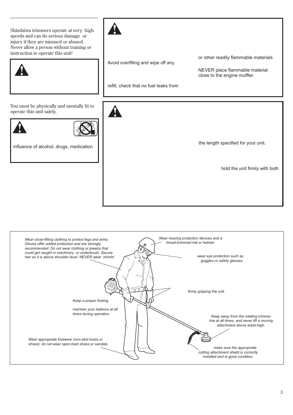 Safety instructions the properly equipped operator | Shindaiwa F222 User Manual | Page 3 / 52