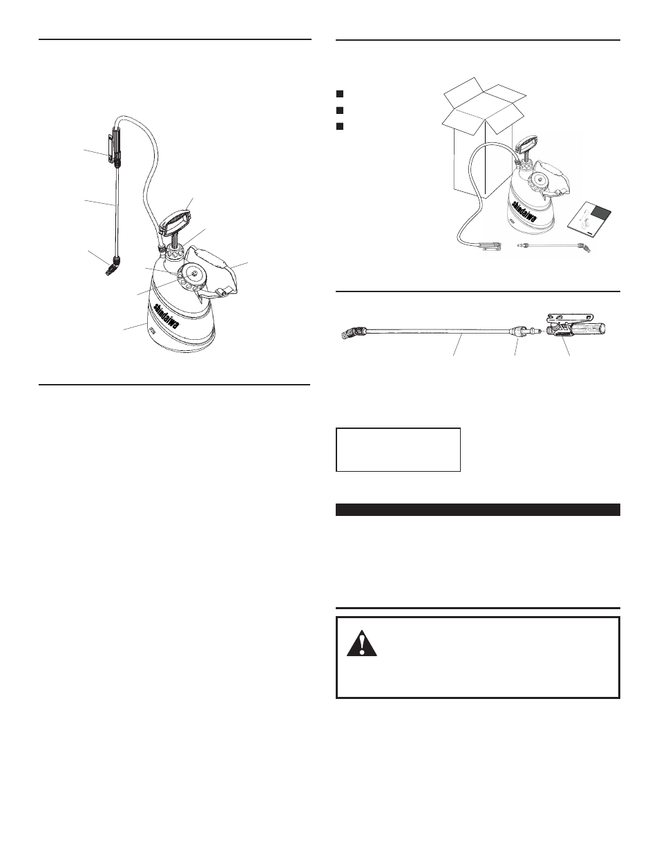 Specifications, Prepare to assemble introduction, Assembling the spray wand | Shindaiwa SP210 User Manual | Page 2 / 12