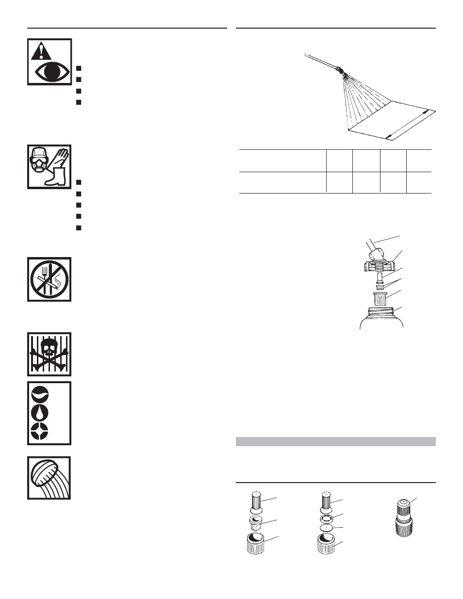 Calibrating the sprayer safety precautions, Typical nozzle assemblies | Shindaiwa SP210 User Manual | Page 3 / 12