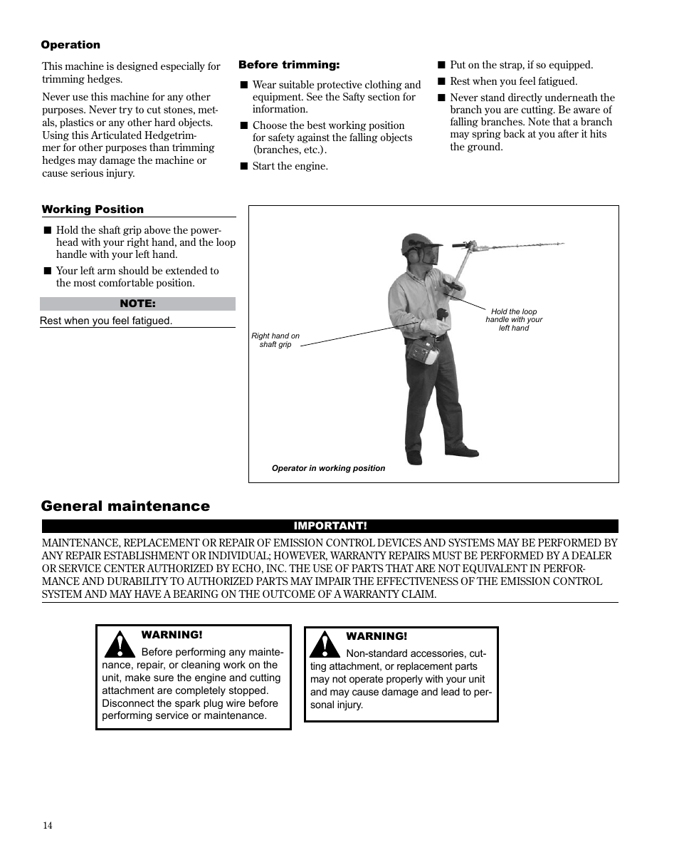 General maintenance | Shindaiwa X7502872100 User Manual | Page 14 / 28