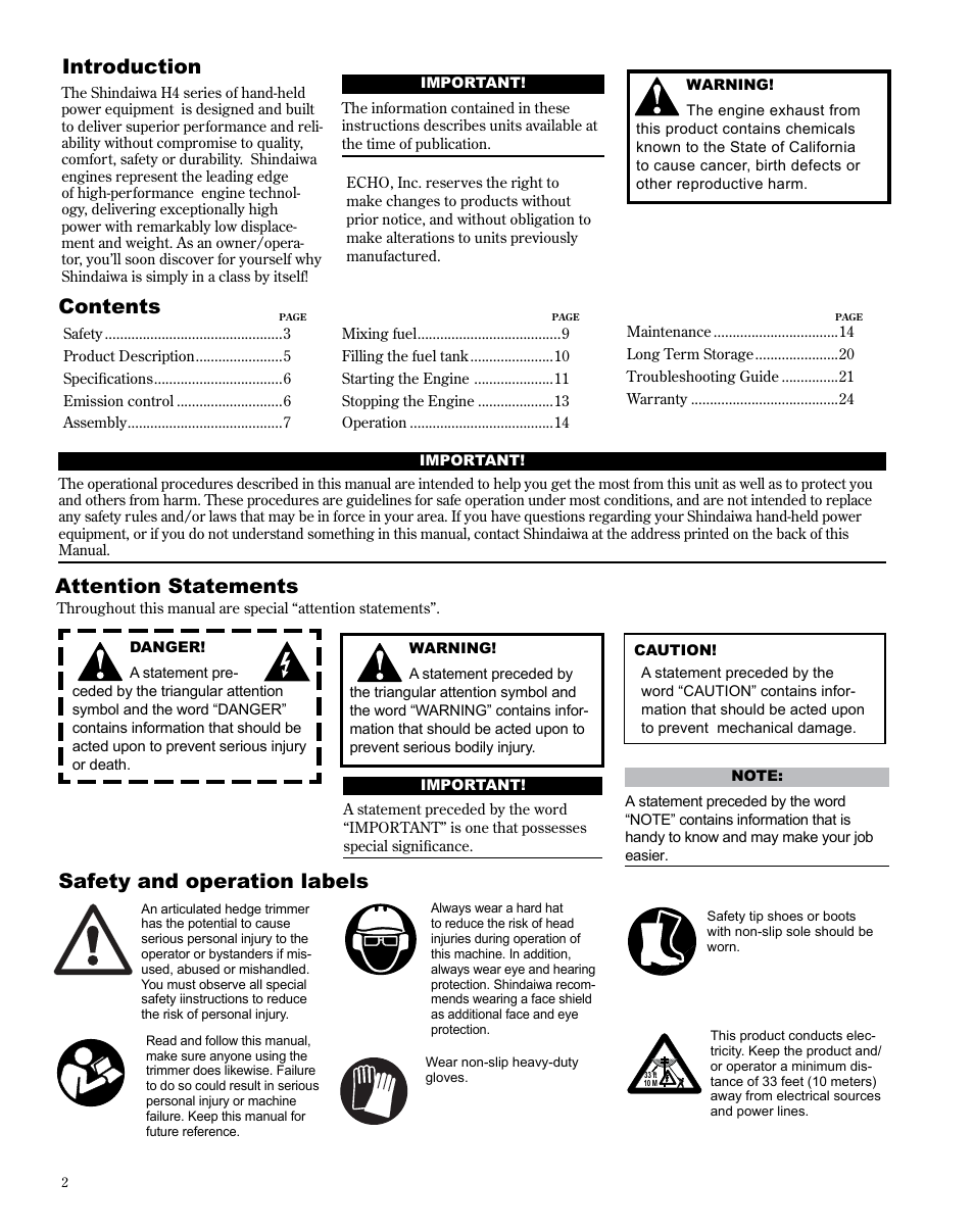 Shindaiwa X7502872100 User Manual | Page 2 / 28